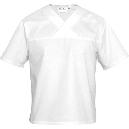 Bluza kucharska, unisex, w serek, krótki rękaw, biała, rozmiar M 634103 STALGAST